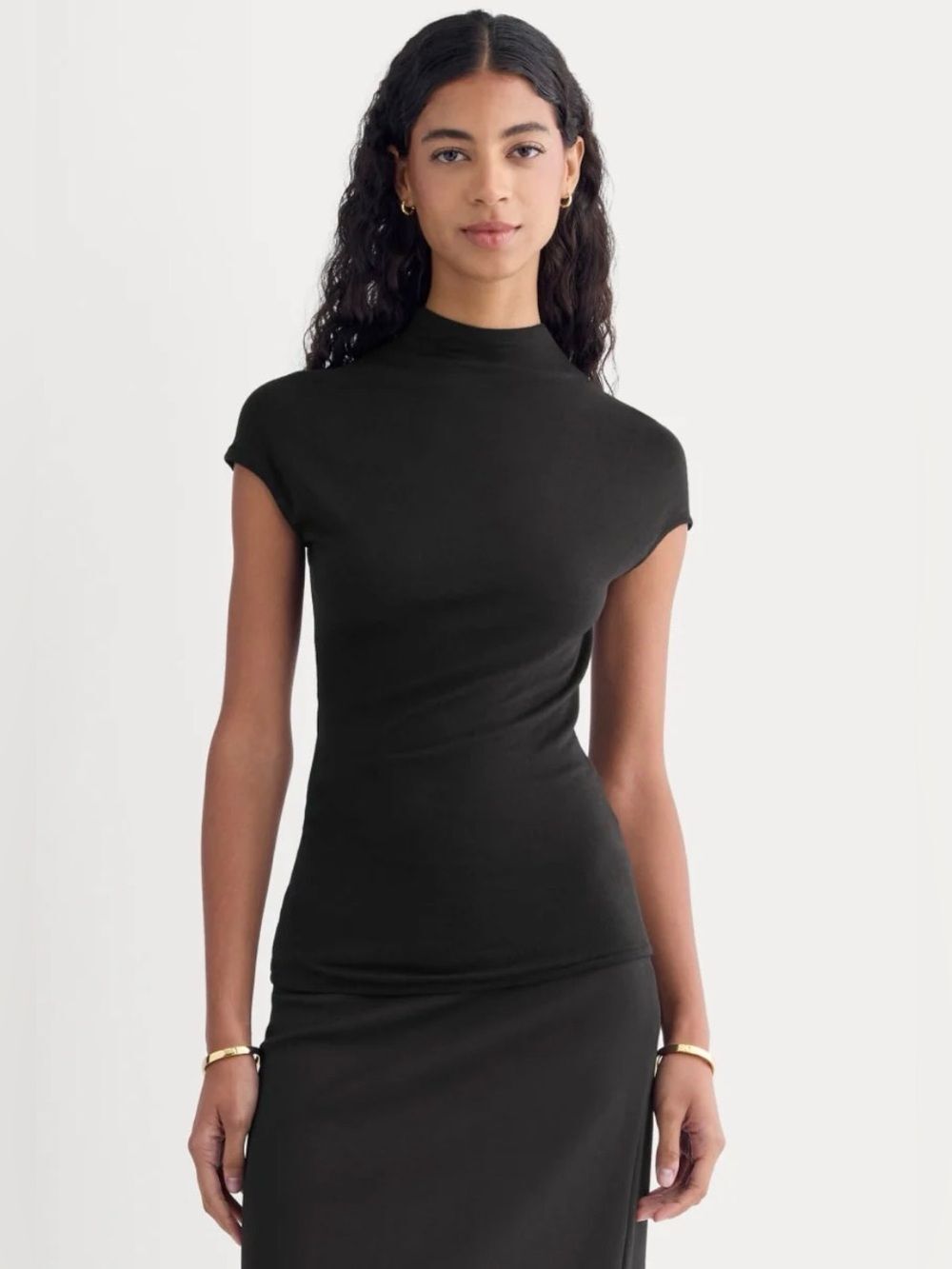 New Everlane TWIST TOP IN BUTTERLUXE Black Size XL